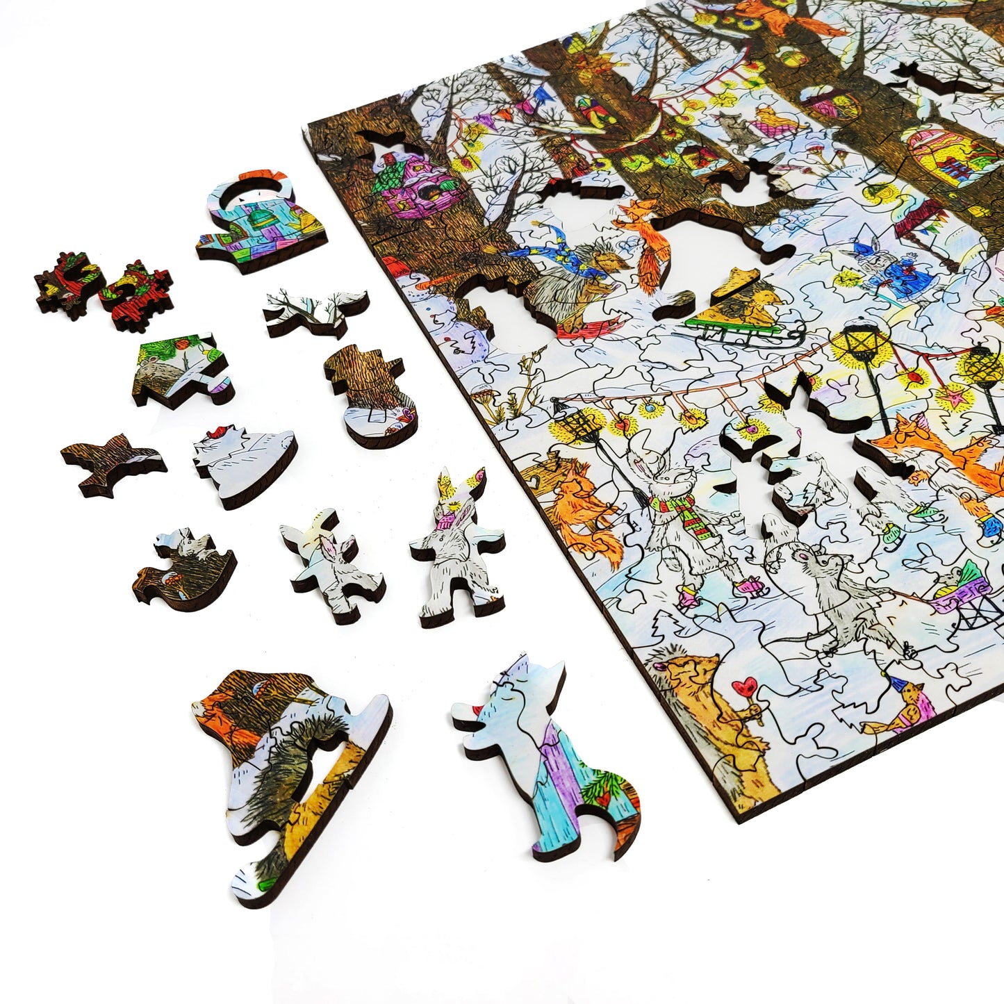 Wooden Jigsaw Puzzle with Uniquely Shaped Pieces for Adults - 434 Pieces - Fairy Forest. Winter
