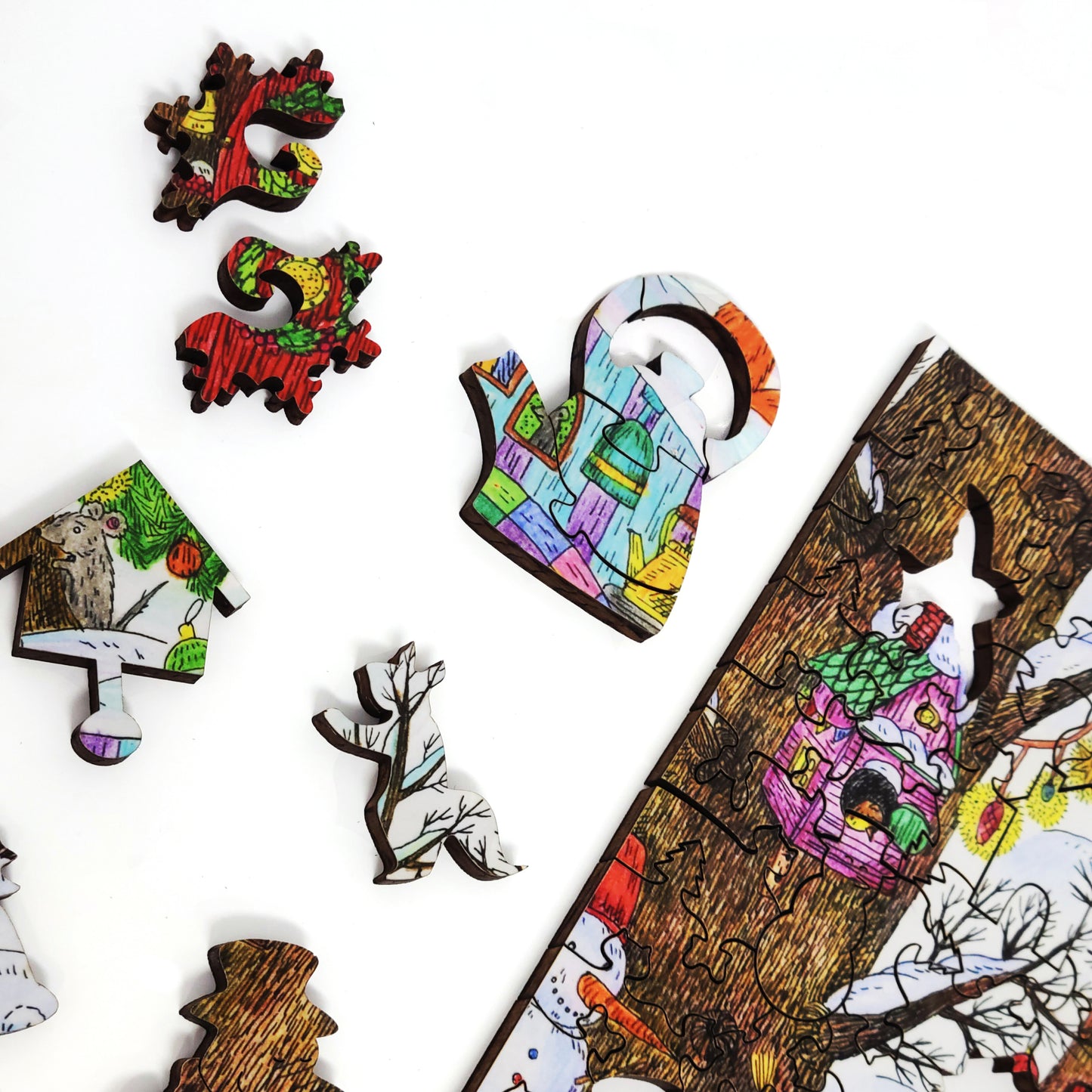 Wooden Jigsaw Puzzle with Uniquely Shaped Pieces for Adults - 434 Pieces - Fairy Forest. Winter