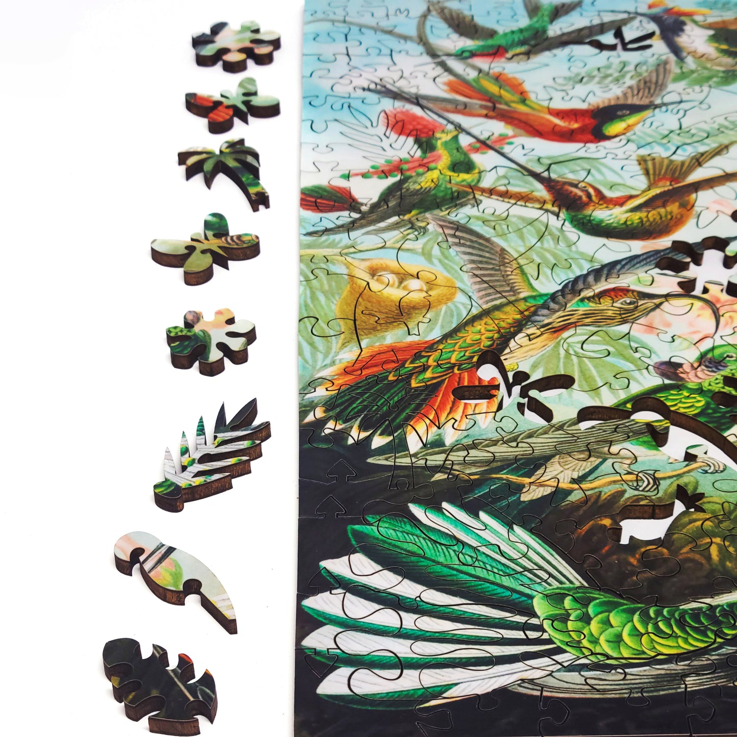 Wooden Jigsaw Puzzle with Uniquely Shaped Pieces for Adults - 267 Pieces - Hummingbirds