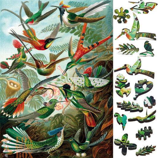 Large Format Wooden Jigsaw Puzzle with Uniquely Shaped Pieces for Seniors and Adults - 145 Pieces - Hummingbirds