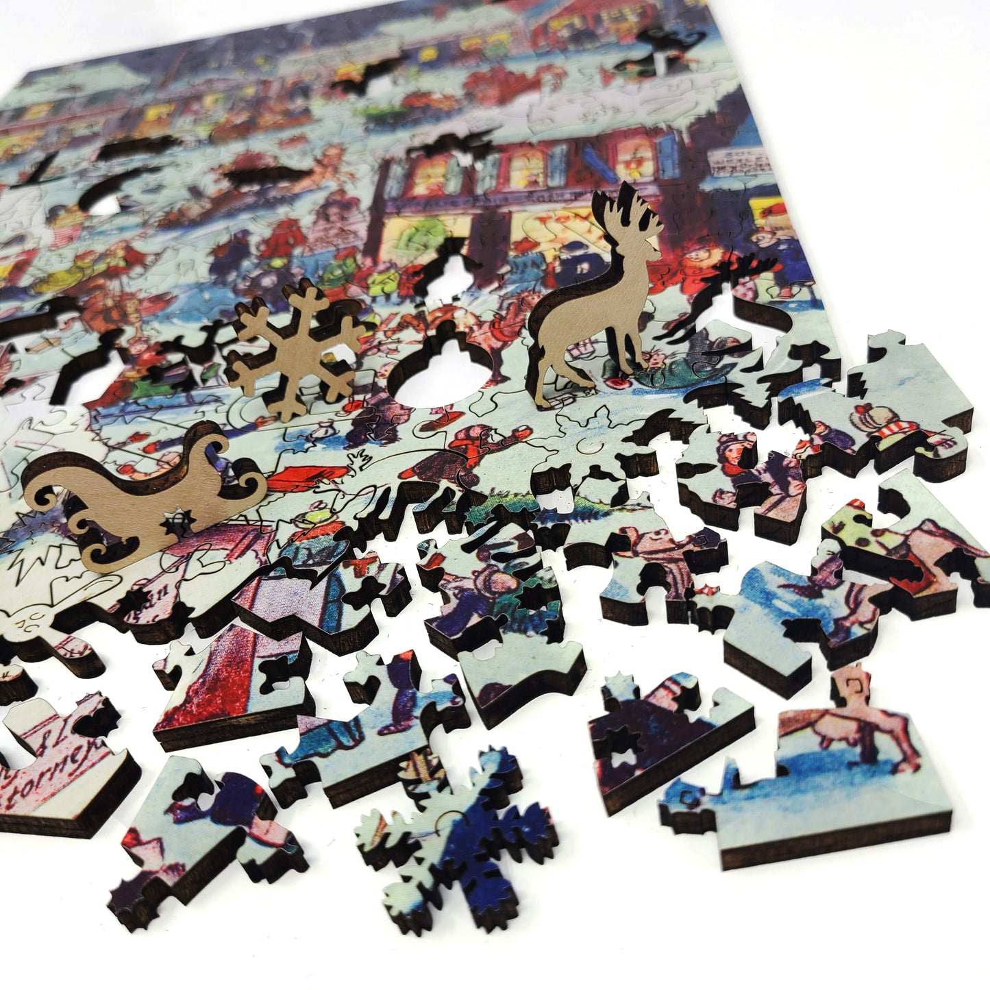 Wooden Jigsaw Puzzle with Uniquely Shaped Pieces for Adults - 263 Pieces - Christmas eve at Yapp's Crossing