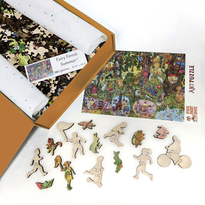 Wooden Jigsaw Puzzle with Uniquely Shaped Pieces for Adults - 505 Pieces - Fairy Forest. Summer