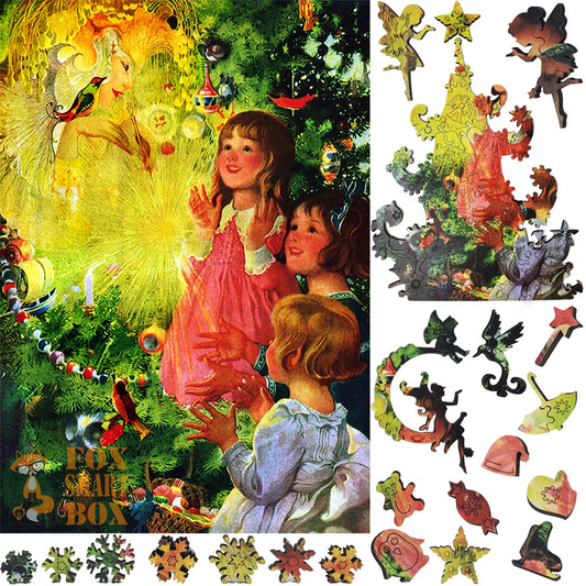 Large Format Wooden Jigsaw Puzzle with Uniquely Shaped Pieces for Seniors and Adults - 198 Pieces - The Fairy Of The Christmas Tree