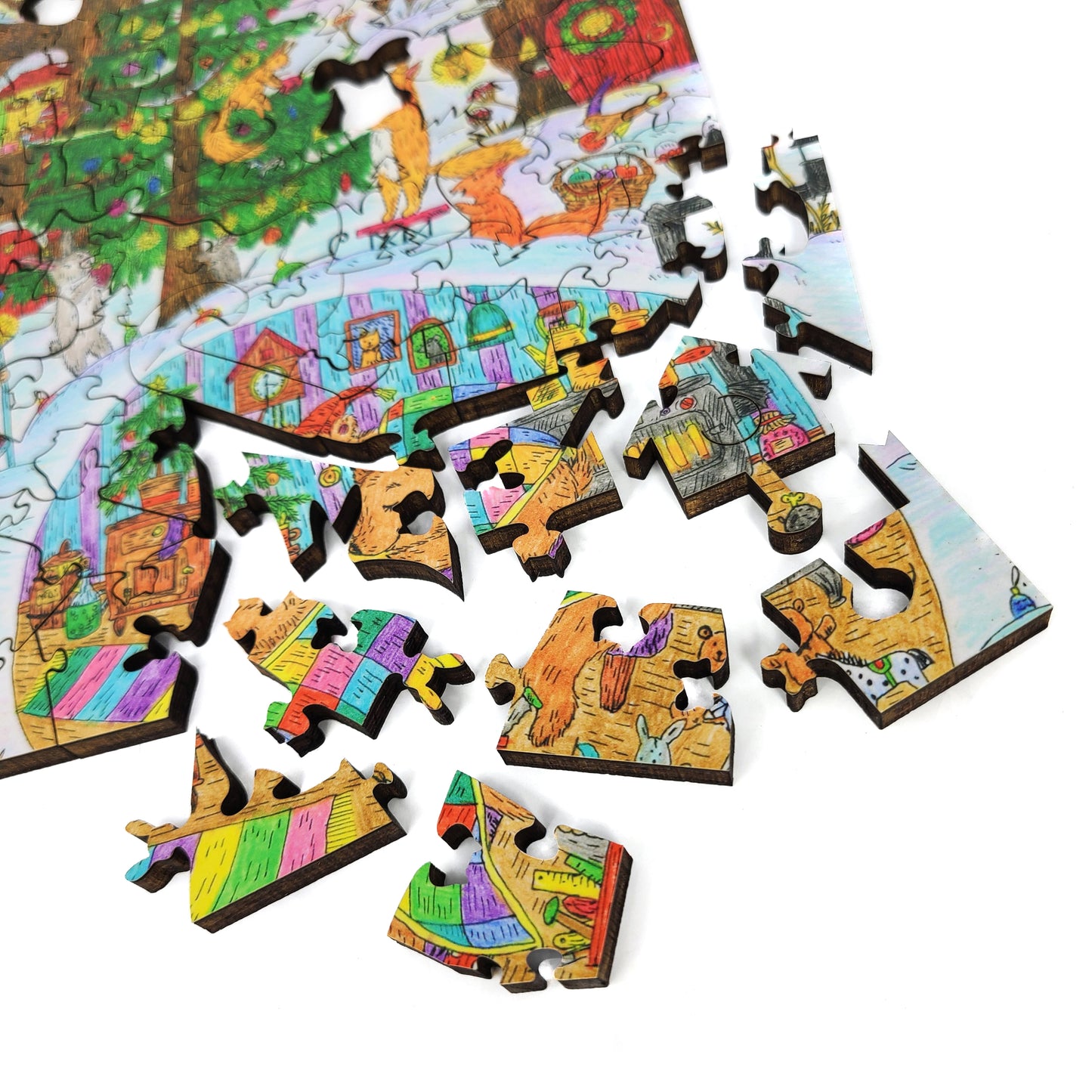 Wooden Jigsaw Puzzle with Uniquely Shaped Pieces for Adults - 245 Pieces - Fairy Forest. Winter