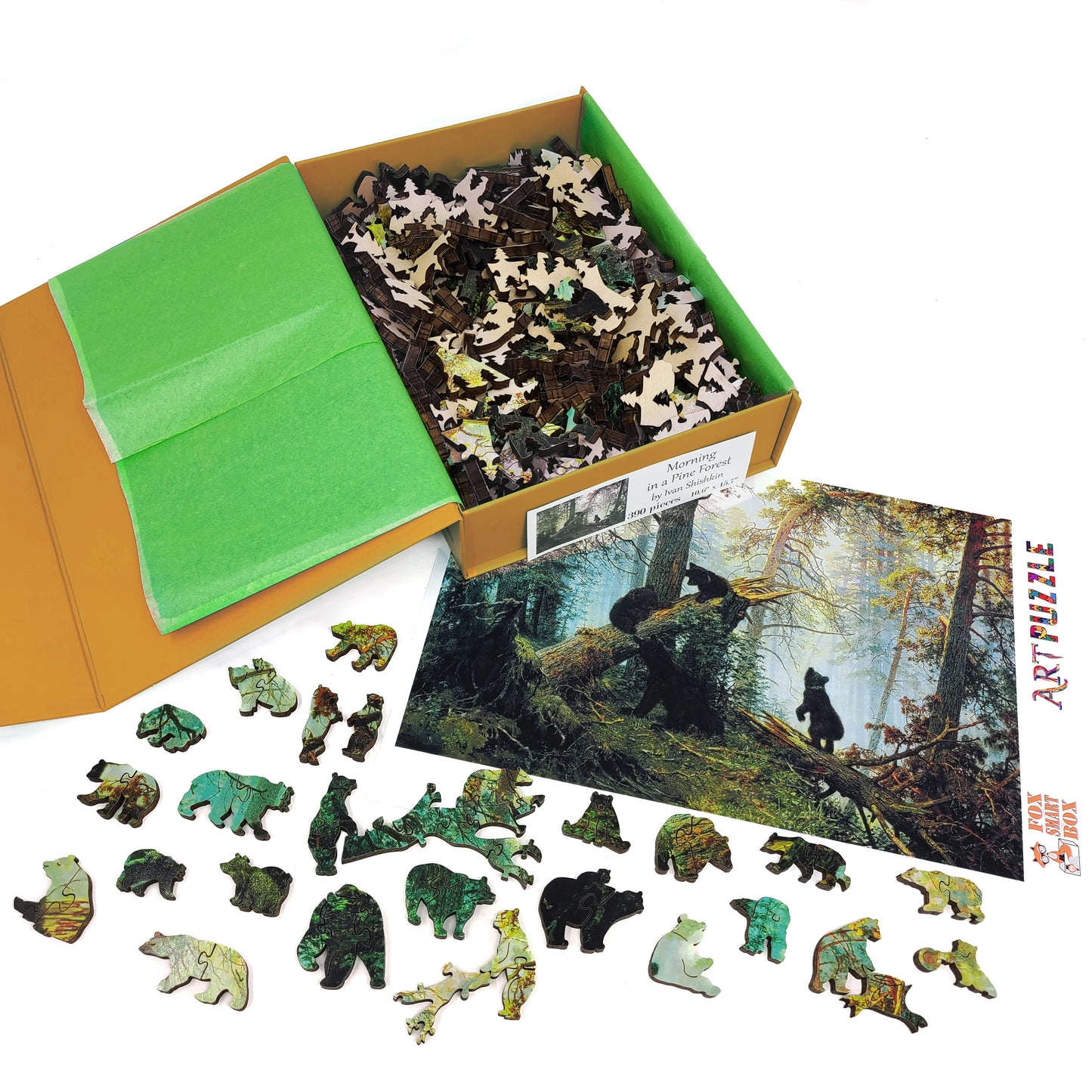 Wooden Jigsaw Puzzle with Uniquely Shaped Pieces for Adults - 390 Pieces - Morning in a Pine Forest