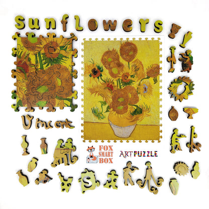 Large Format Wooden Jigsaw Puzzle with Uniquely Shaped Pieces for Seniors and Adults - 170 Pieces - Sunflowers (4rd Version}
