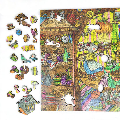 Wooden Jigsaw Puzzle with Uniquely Shaped Pieces for Adults - 380 Pieces - Tea Party
