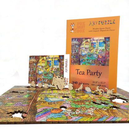 Wooden Jigsaw Puzzle with Uniquely Shaped Pieces for Adults - 380 Pieces - Tea Party