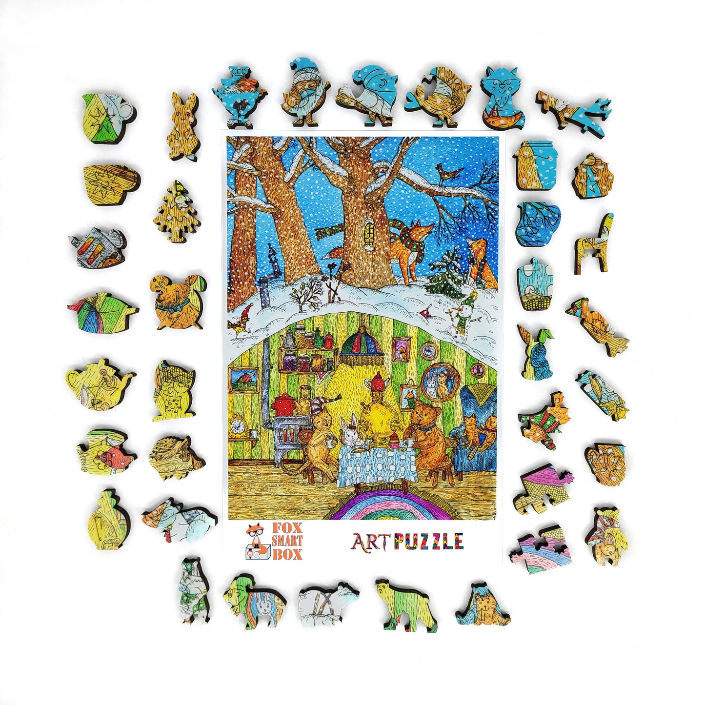 Wooden Jigsaw Puzzle with Uniquely Shaped Pieces for Adults - 195 Pieces - Visiting the Bear