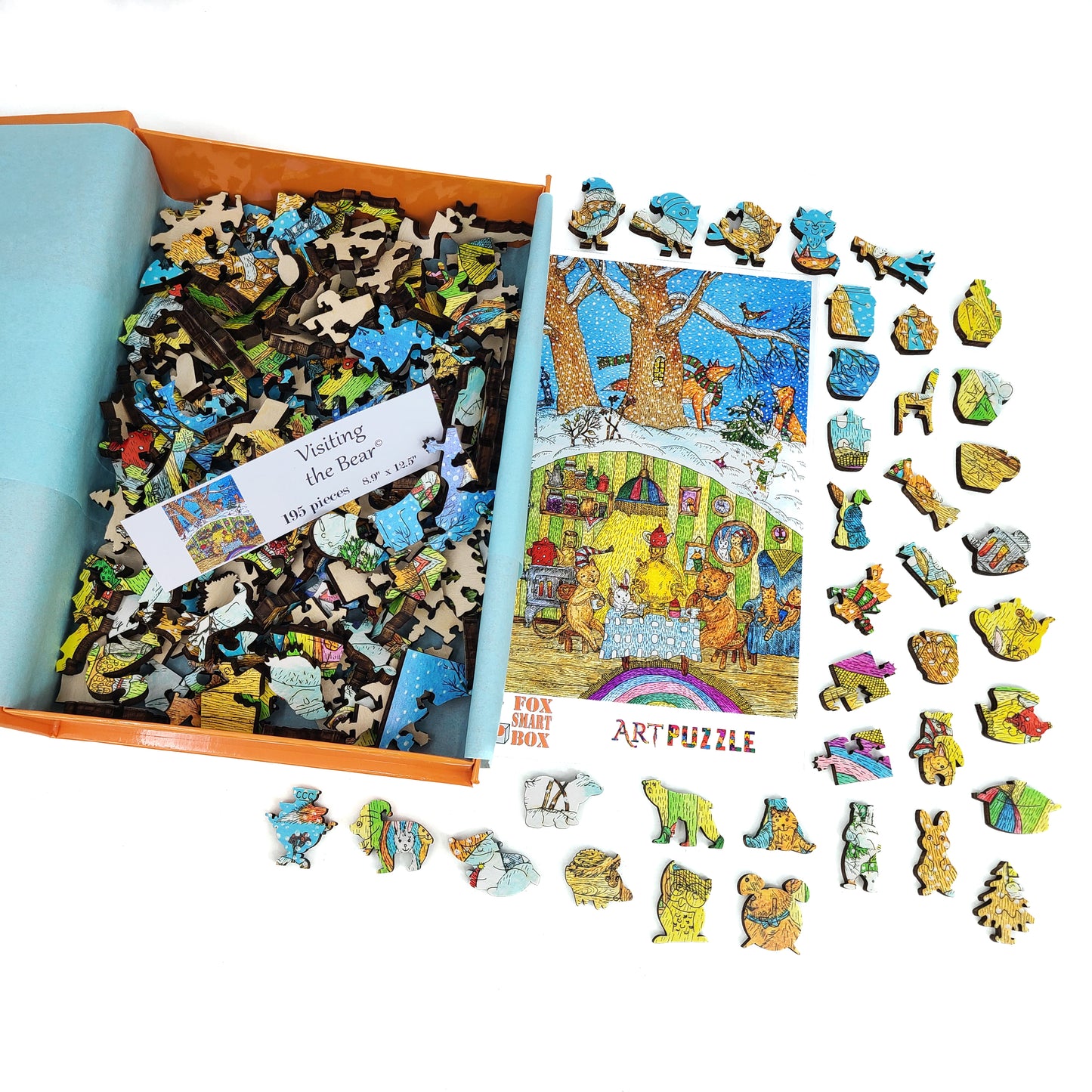 Wooden Jigsaw Puzzle with Uniquely Shaped Pieces for Adults - 195 Pieces - Visiting the Bear