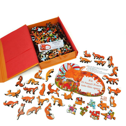 Wooden Jigsaw Puzzle for Adults - Smart Puzzle with Smart Pieces - 145 Puzzle Pieces + 25 Smart Pieces - Smart Fox