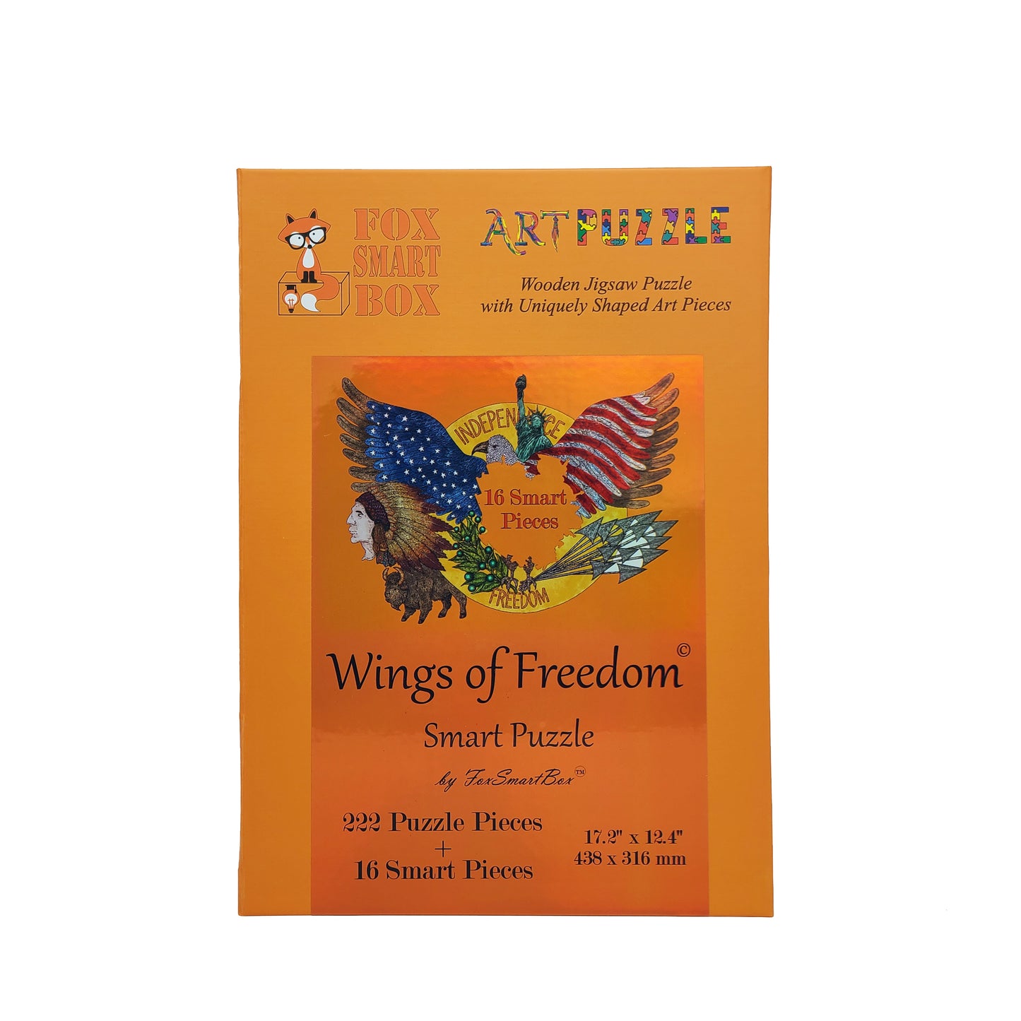 Wooden Jigsaw Puzzle for Adults - Smart Puzzle with Smart Pieces - 222 Puzzle Pieces + 16 Smart Pieces - Wings of Freedom