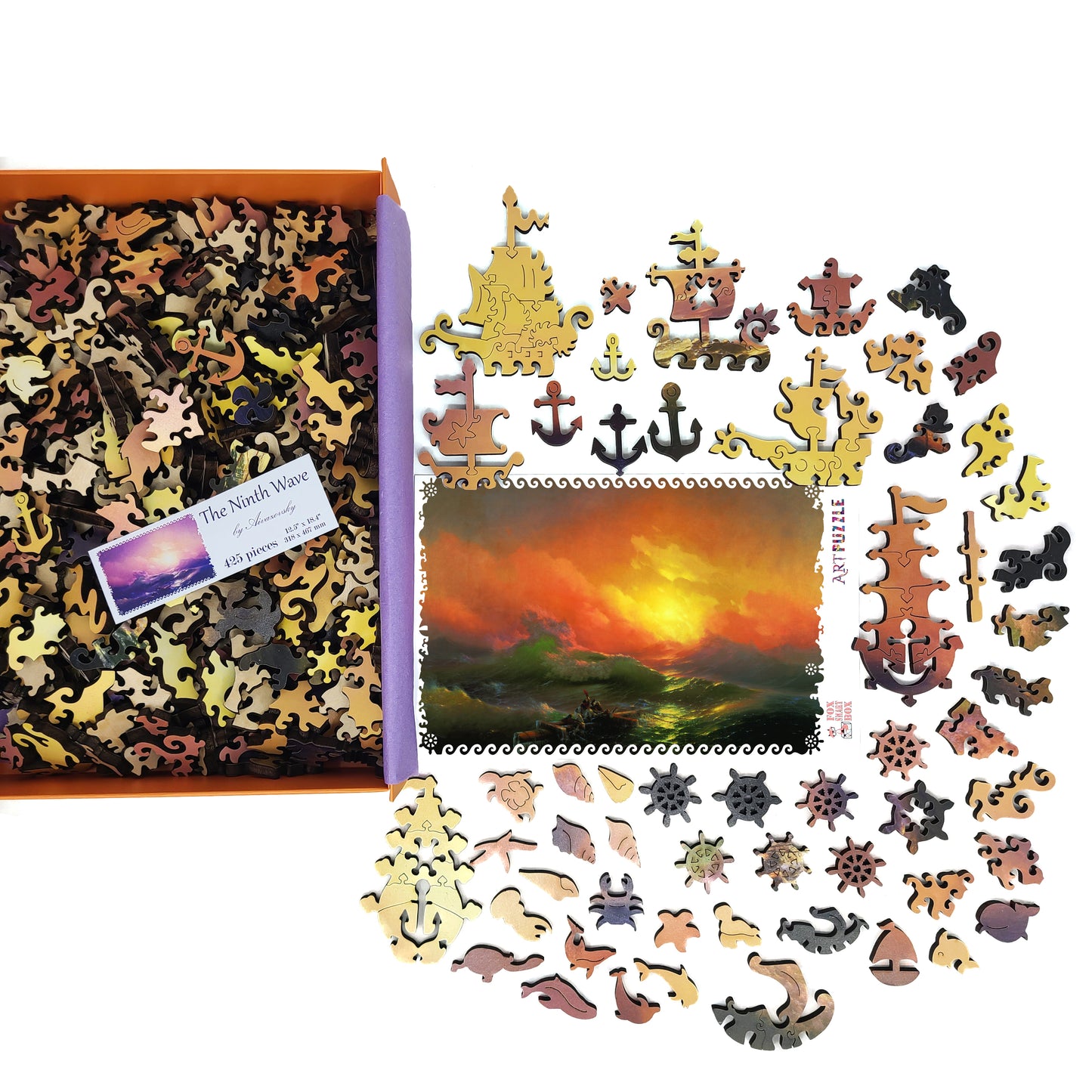 Wooden Jigsaw Puzzle with Uniquely Shaped Pieces for Adults - 425 Pieces - The Ninth Wave (digitally enhanced)