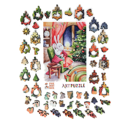 Wooden Jigsaw Puzzle with Uniquely Shaped Pieces for Adults - 240 Pieces - A Moment Before Christmas