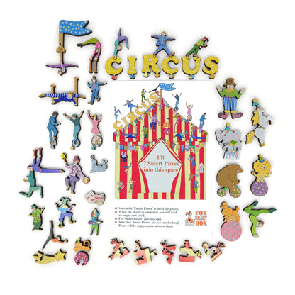 Wooden Jigsaw Puzzle for Adults - Smart Puzzle with Smart Pieces - 152 Puzzle Pieces + 7 Smart Pieces - Circus