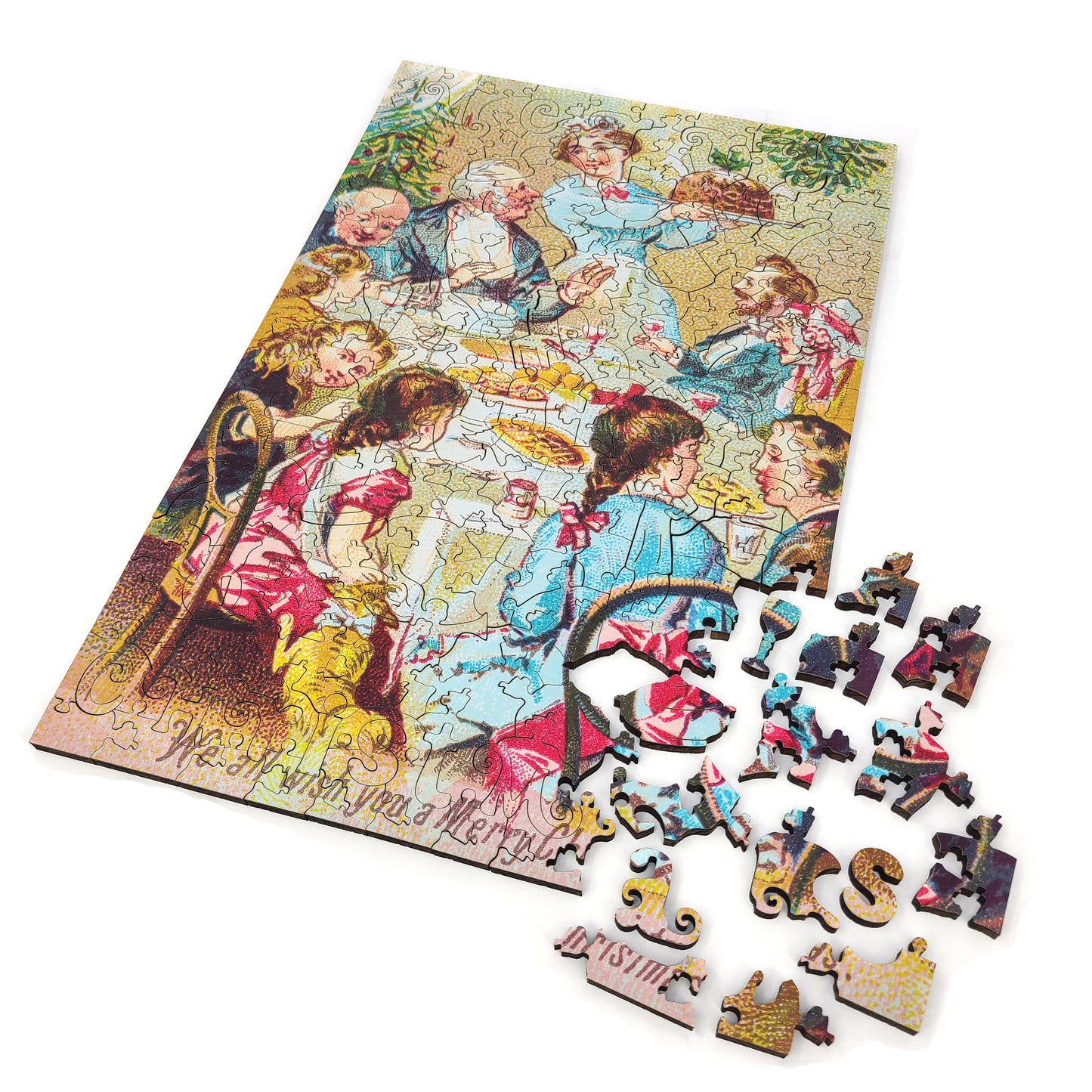 Large Format Wooden Jigsaw Puzzle with Uniquely Shaped Pieces for Seniors and Adults - 205 Pieces - We all wish you a merry Christmas
