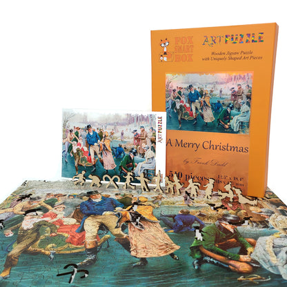 Wooden Jigsaw Puzzle with Uniquely Shaped Pieces for Adults - 510 Pieces - A Merry Christmas
