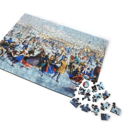 Large Format Wooden Jigsaw Puzzle with Uniquely Shaped Pieces for Seniors and Adults - 262 Pieces - Central Park, Winter – The Skating Pond