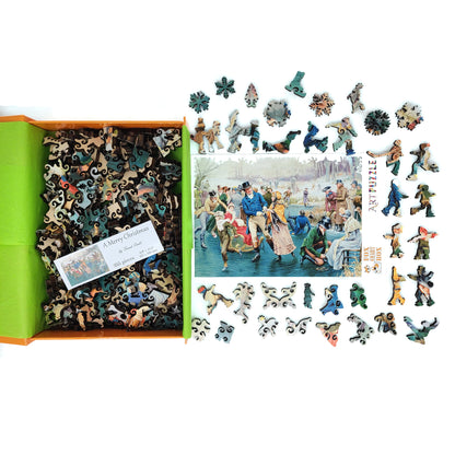 Wooden Jigsaw Puzzle with Uniquely Shaped Pieces for Adults - 255 Pieces - A Merry Christmas