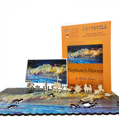 Wooden Jigsaw Puzzle with Uniquely Shaped Pieces for Adults - 390 Pieces - Neptune's Horses
