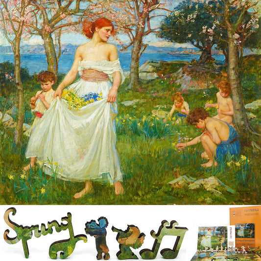 Wooden Jigsaw Puzzle with Uniquely Shaped Pieces for Adults - 235 Pieces - A Song of Springtime