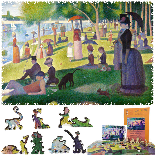 Wooden Jigsaw Puzzle with Uniquely Shaped Pieces for Adults - 440 Pieces - A Sunday Afternoon on the Island of La Grande Jatte
