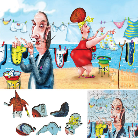 Wooden Jigsaw Puzzle with Uniquely Shaped Pieces for Adults - 305 Pieces - Dali's Clocks