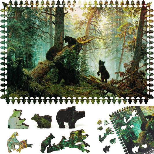 Wooden Jigsaw Puzzle with Uniquely Shaped Pieces for Adults - 390 Pieces - Morning in a Pine Forest