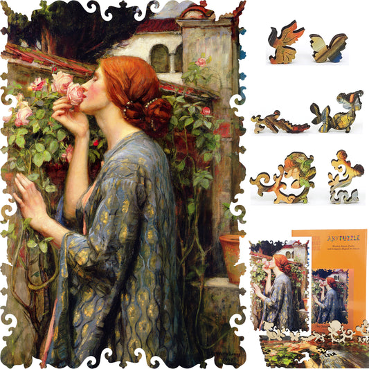 Large Format Wooden Jigsaw Puzzle with Uniquely Shaped Pieces for Seniors and Adults - 200 Pieces - The Soul of the Rose