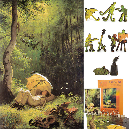 Wooden Jigsaw Puzzle with Uniquely Shaped Pieces for Adults - 350 Pieces - The Painter in A Forest
