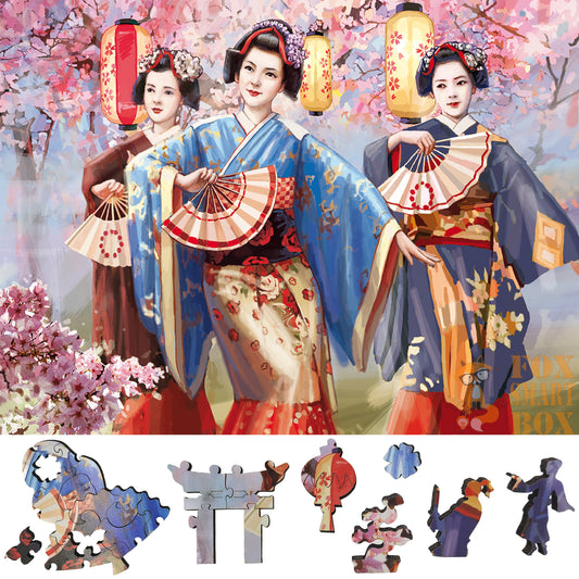 Wooden Jigsaw Puzzle with Uniquely Shaped Pieces for Adults - 220 Pieces - Sakura Blossom Festival