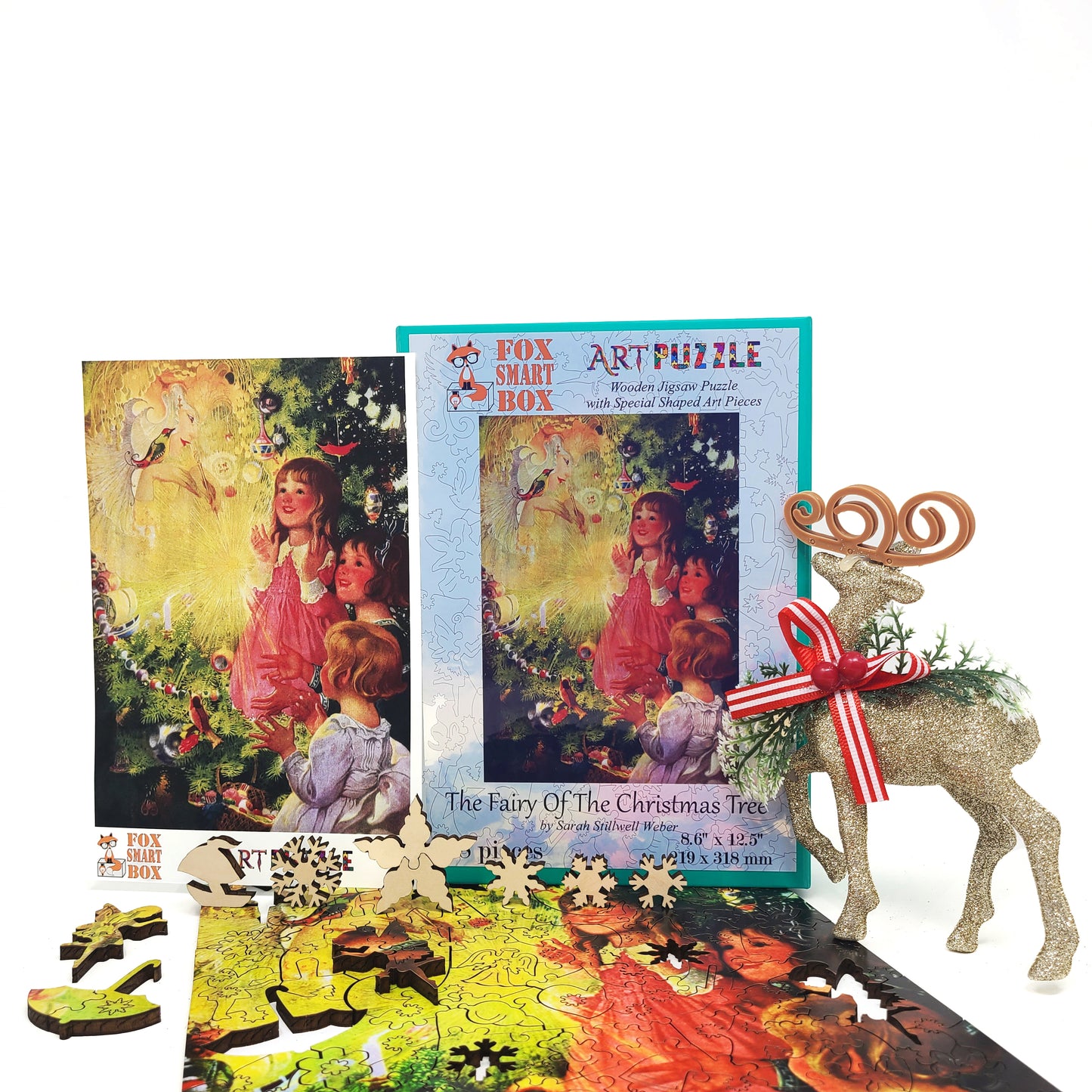 Wooden Jigsaw Puzzle with Uniquely Shaped Pieces for Adults - 198 Pieces - The Fairy of the Christmas Tree