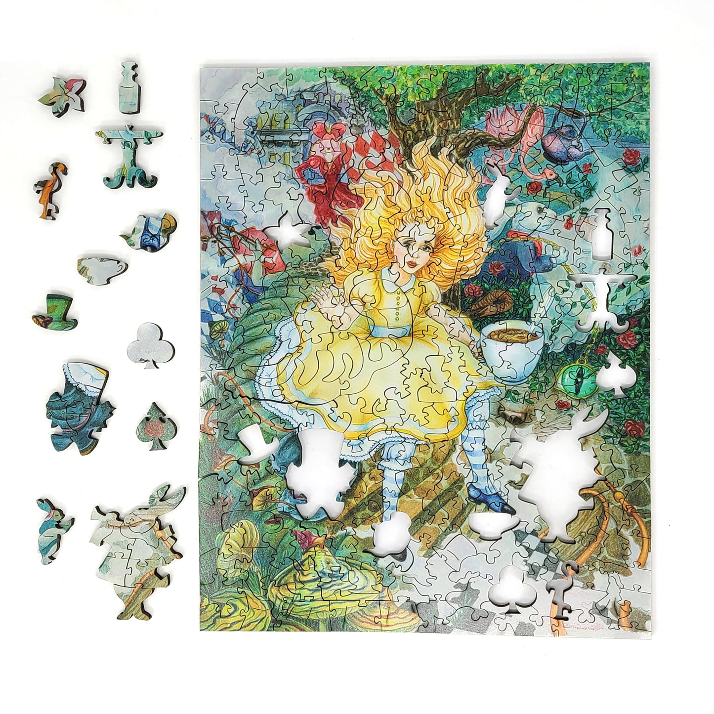 Large Format Wooden Jigsaw Puzzle with Uniquely Shaped Pieces for Seniors and Adults - 200 Pieces - Alice's Fantasies