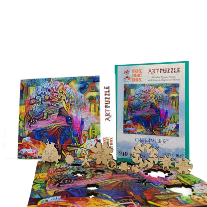 Wooden Jigsaw Puzzle with Uniquely Shaped Pieces for Adults - 240 Pieces - Colorful Wildlife. Hedgehog