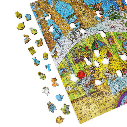 Wooden Jigsaw Puzzle with Uniquely Shaped Pieces for Adults - 385 Pieces - Visiting the Bear