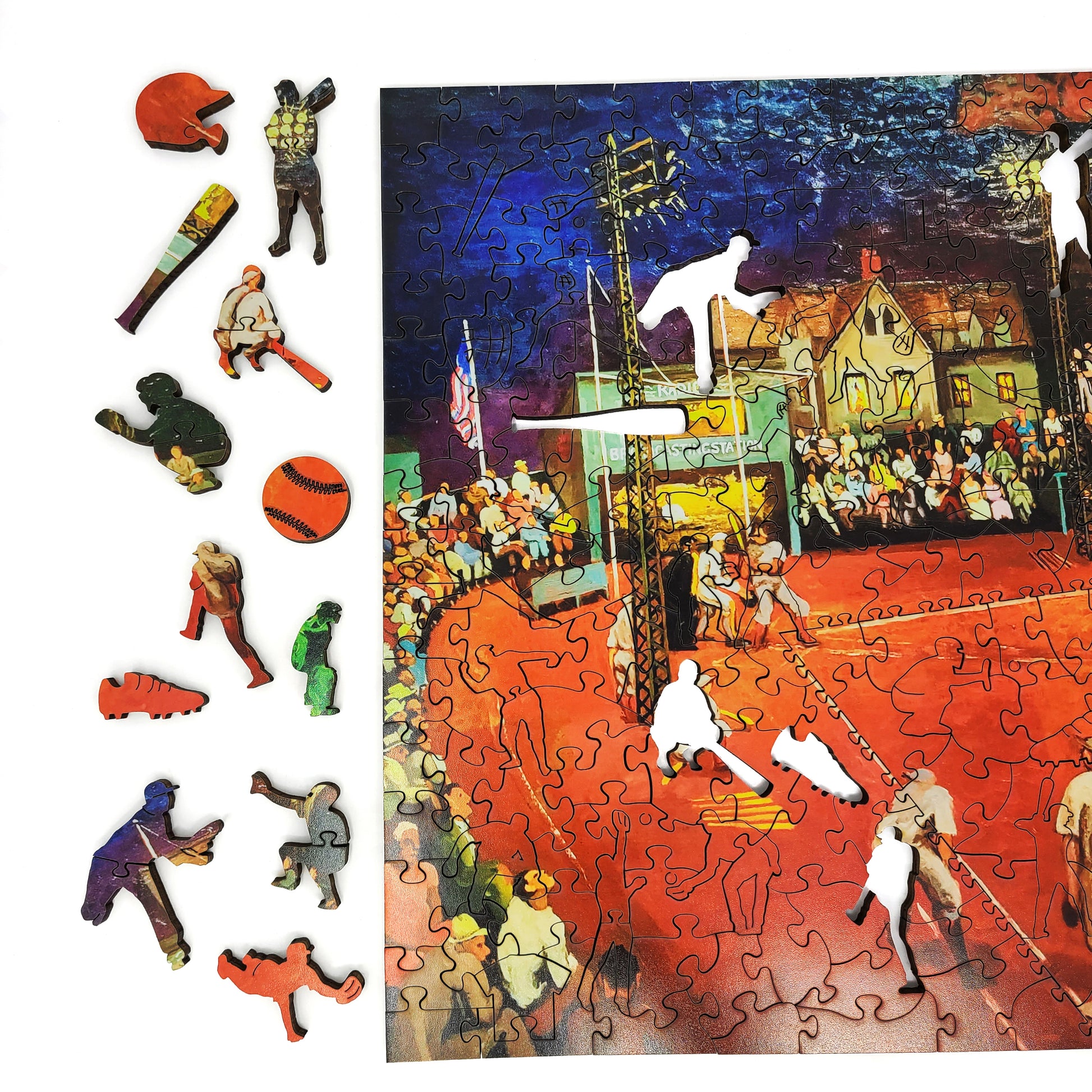 Wooden Jigsaw Puzzle for Adults with Uniquely Shaped Whimsical Pieces, made of thick 1/4 inch wood.
