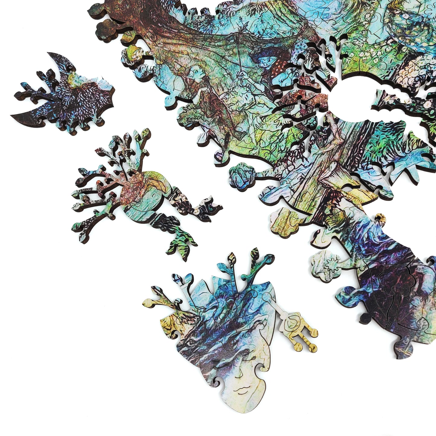Wooden Jigsaw Puzzle with Uniquely Shaped Pieces for Adults - 230 Pieces - Forest Nymphs