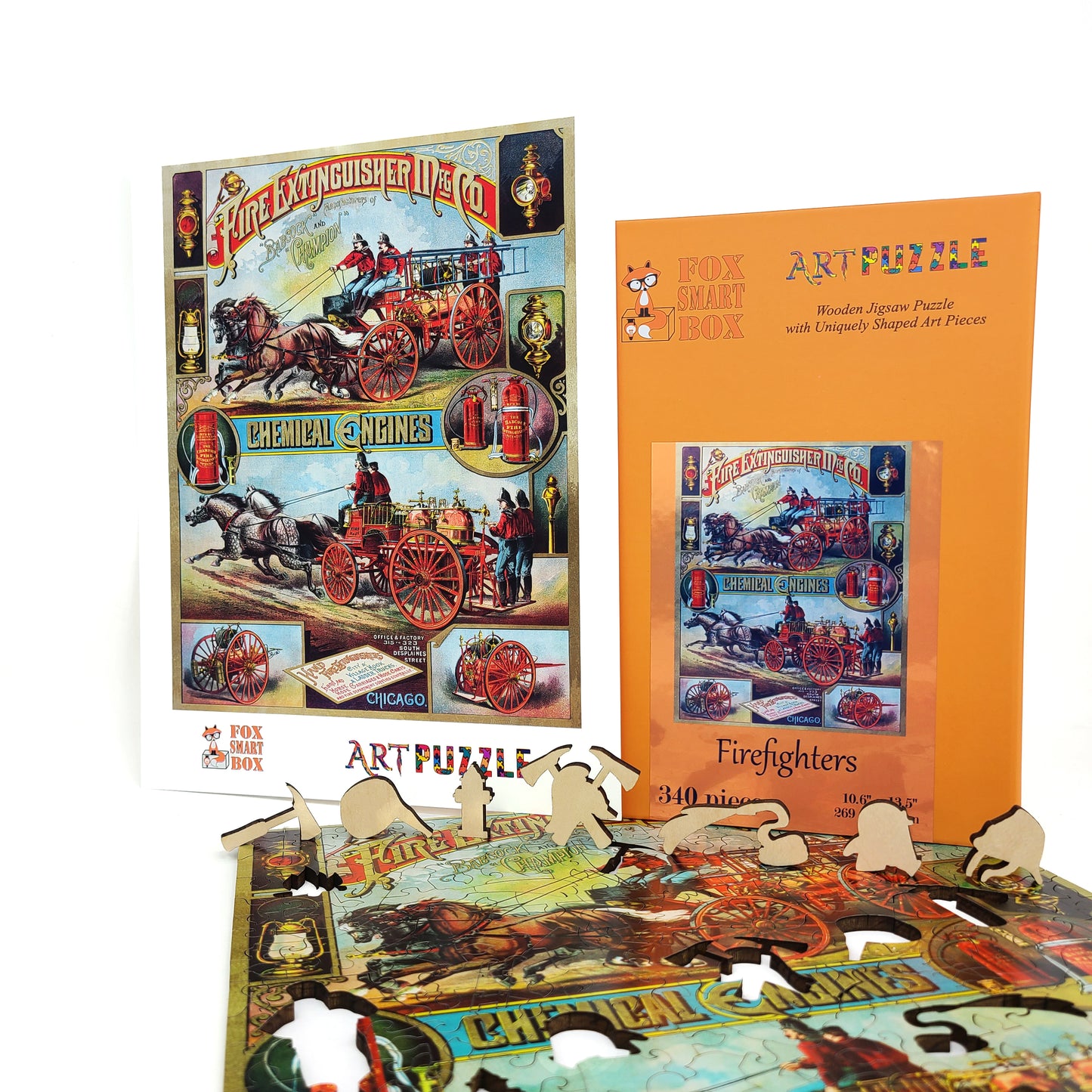 Wooden Jigsaw Puzzle with Uniquely Shaped Pieces for Adults - 340 pieces - Firefighters