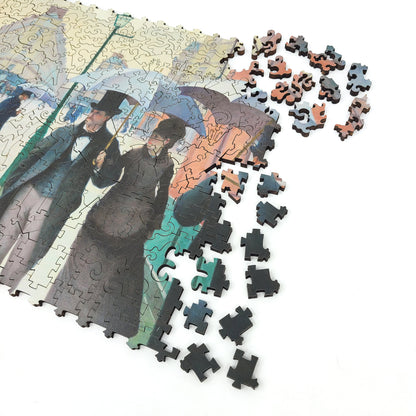 Wooden Jigsaw Puzzle with Uniquely Shaped Pieces for Adults - 295 Pieces - Paris Street; Rainy Day