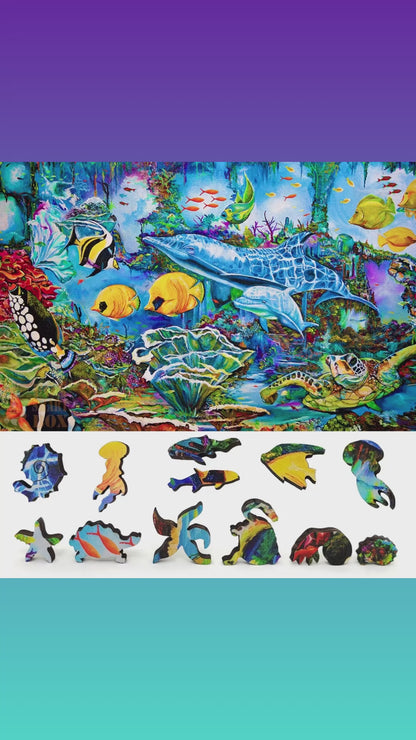 Wooden Jigsaw Puzzle with Uniquely Shaped Pieces for Adults - 333 Pieces - Sea World