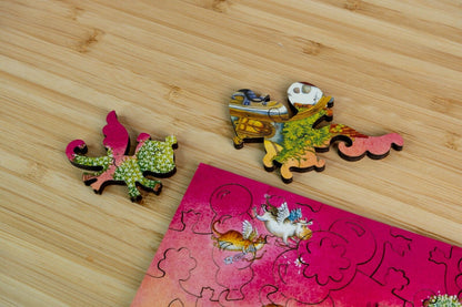Davici - Unique Wooden Jigsaw Puzzle - 65 pieces - Flying Cows