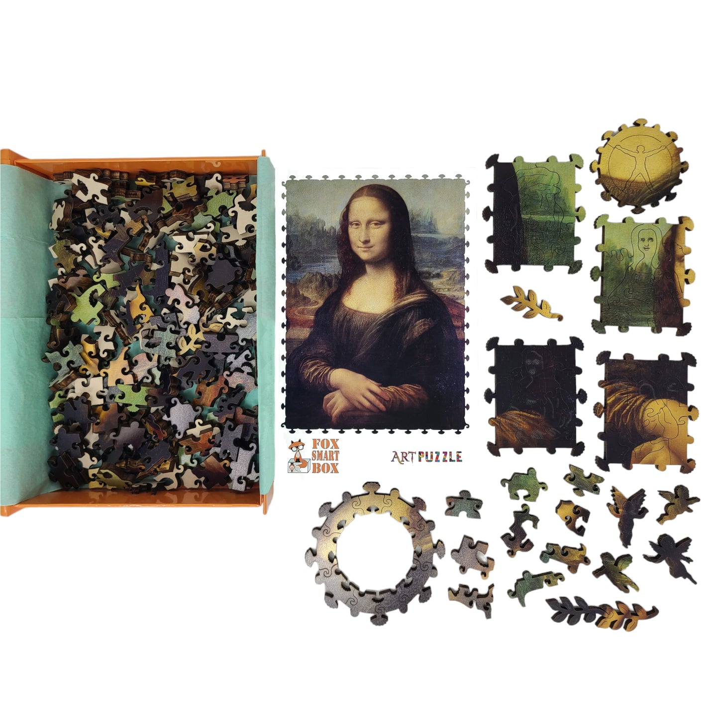 Large Format Wooden Jigsaw Puzzle with Uniquely Shaped Pieces for Seniors and Adults - 220 Pieces - Mona Lisa