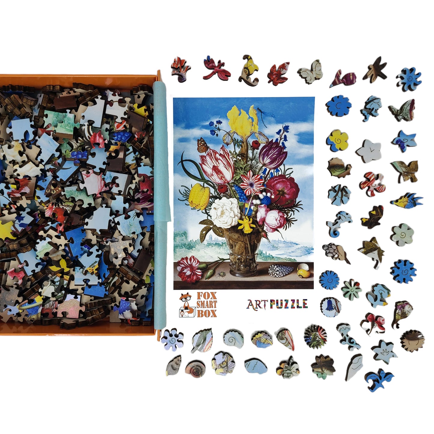 Wooden Jigsaw Puzzle for Adults - Uniquely Shaped Pieces  - 240 Pieces - Bouquet of Flowers on a Ledge