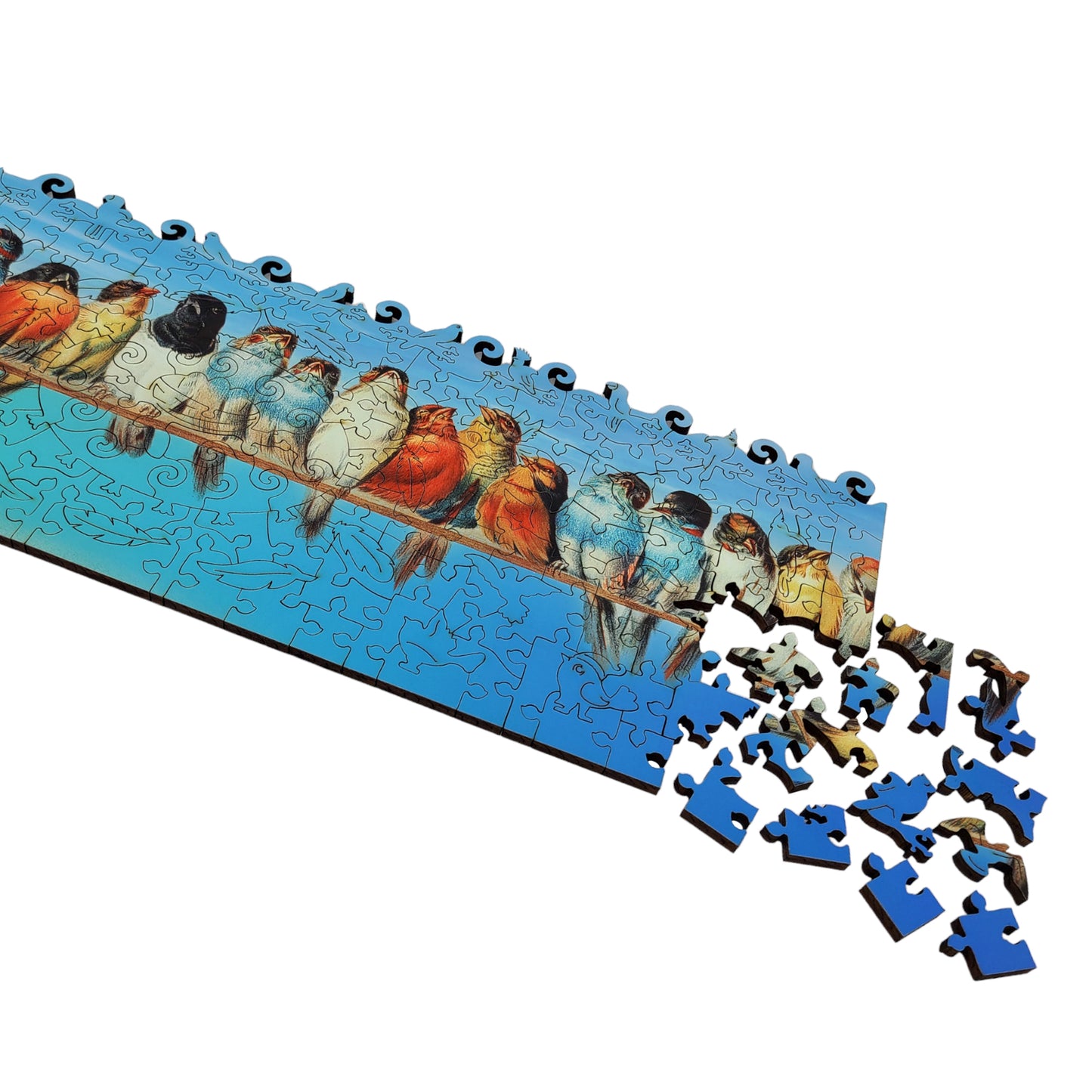 Wooden Jigsaw Puzzle for Adults - Uniquely Shaped Pieces - 215 Pieces - A Perch of Birds