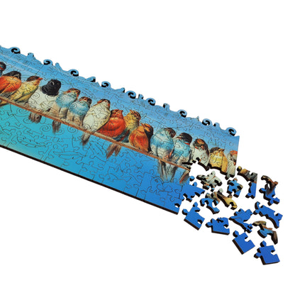 Wooden Jigsaw Puzzle for Adults - Uniquely Shaped Pieces - 215 Pieces - A Perch of Birds