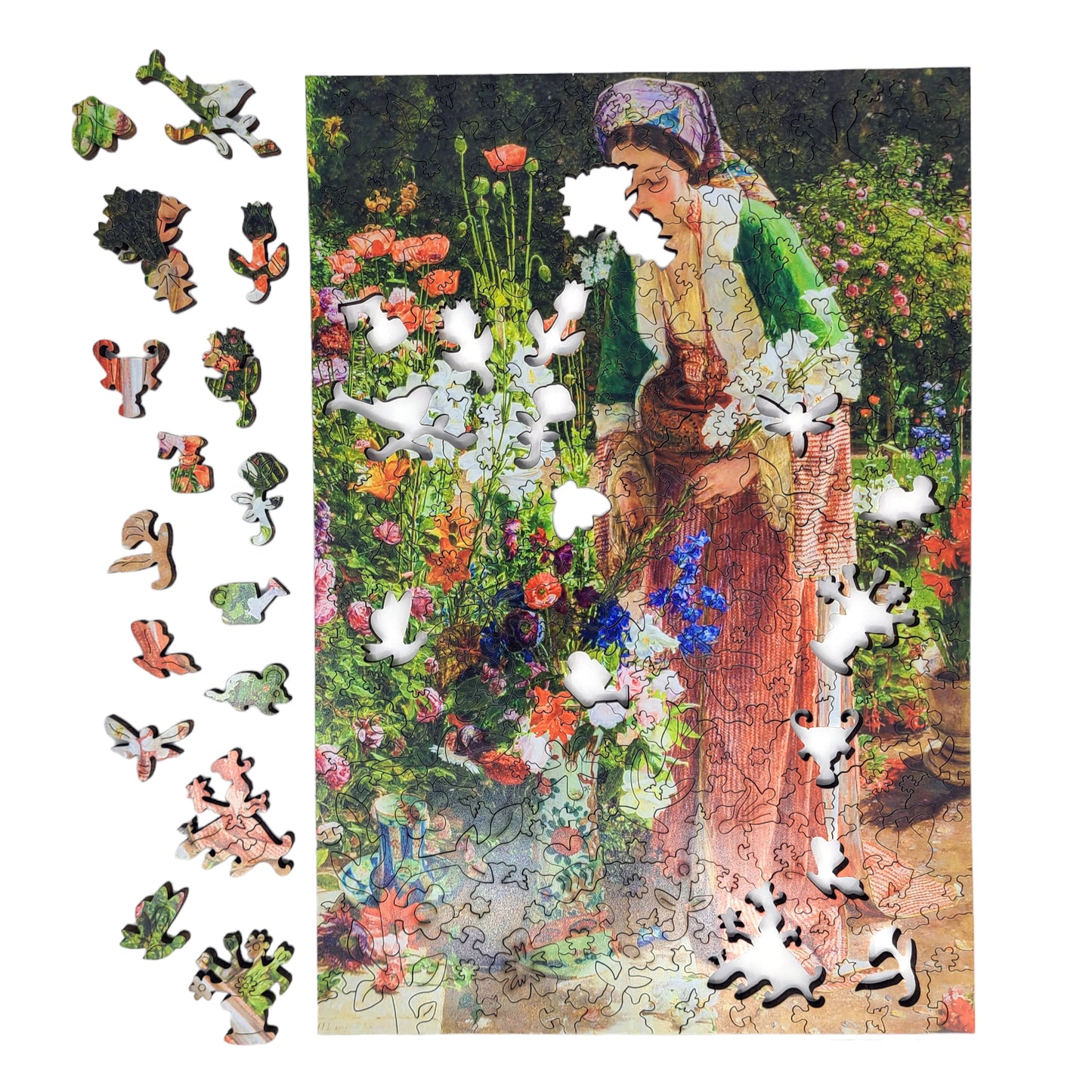 Large Format Wooden Jigsaw Puzzle with Uniquely Shaped Pieces for Seniors and Adults - 220 Pieces - In the Bey's Garden