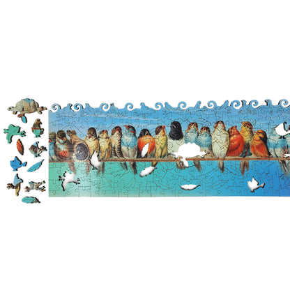 Wooden Jigsaw Puzzle for Adults - Uniquely Shaped Pieces - 215 Pieces - A Perch of Birds