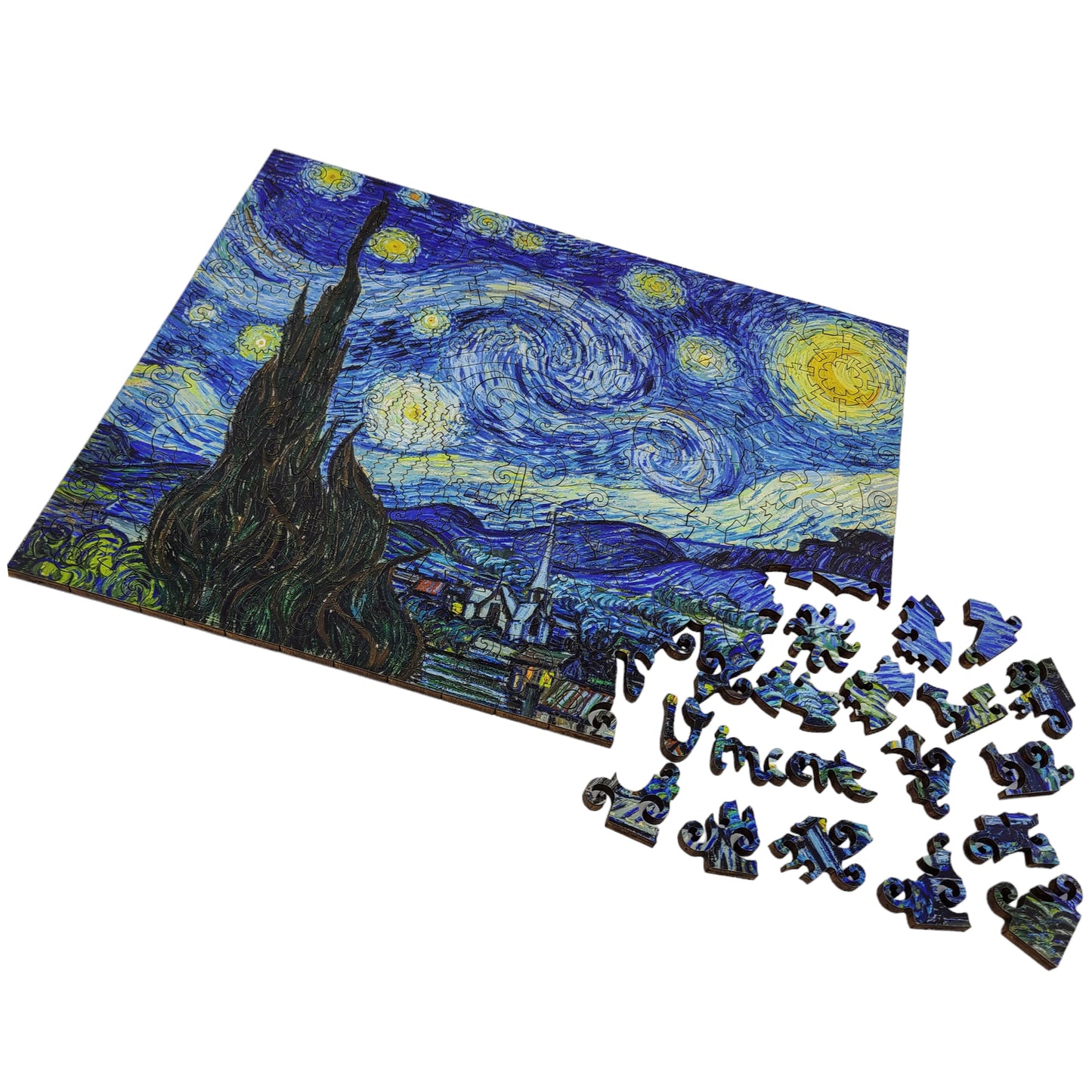 Large Format Wooden Jigsaw Puzzle with Uniquely Shaped Pieces for Seniors and Adults - 225 Pieces - The Starry Night