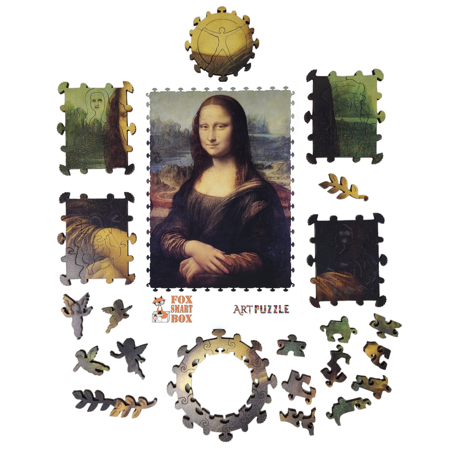 Large Format Wooden Jigsaw Puzzle with Uniquely Shaped Pieces for Seniors and Adults - 220 Pieces - Mona Lisa