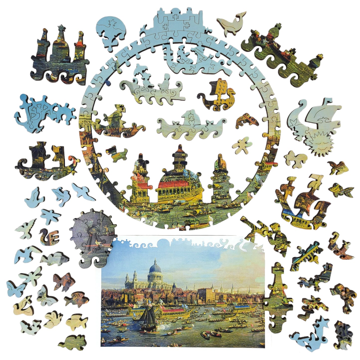 Wooden Jigsaw Puzzle for Adults - Uniquely Shaped Pieces - 370 Pieces - London from the River Thames